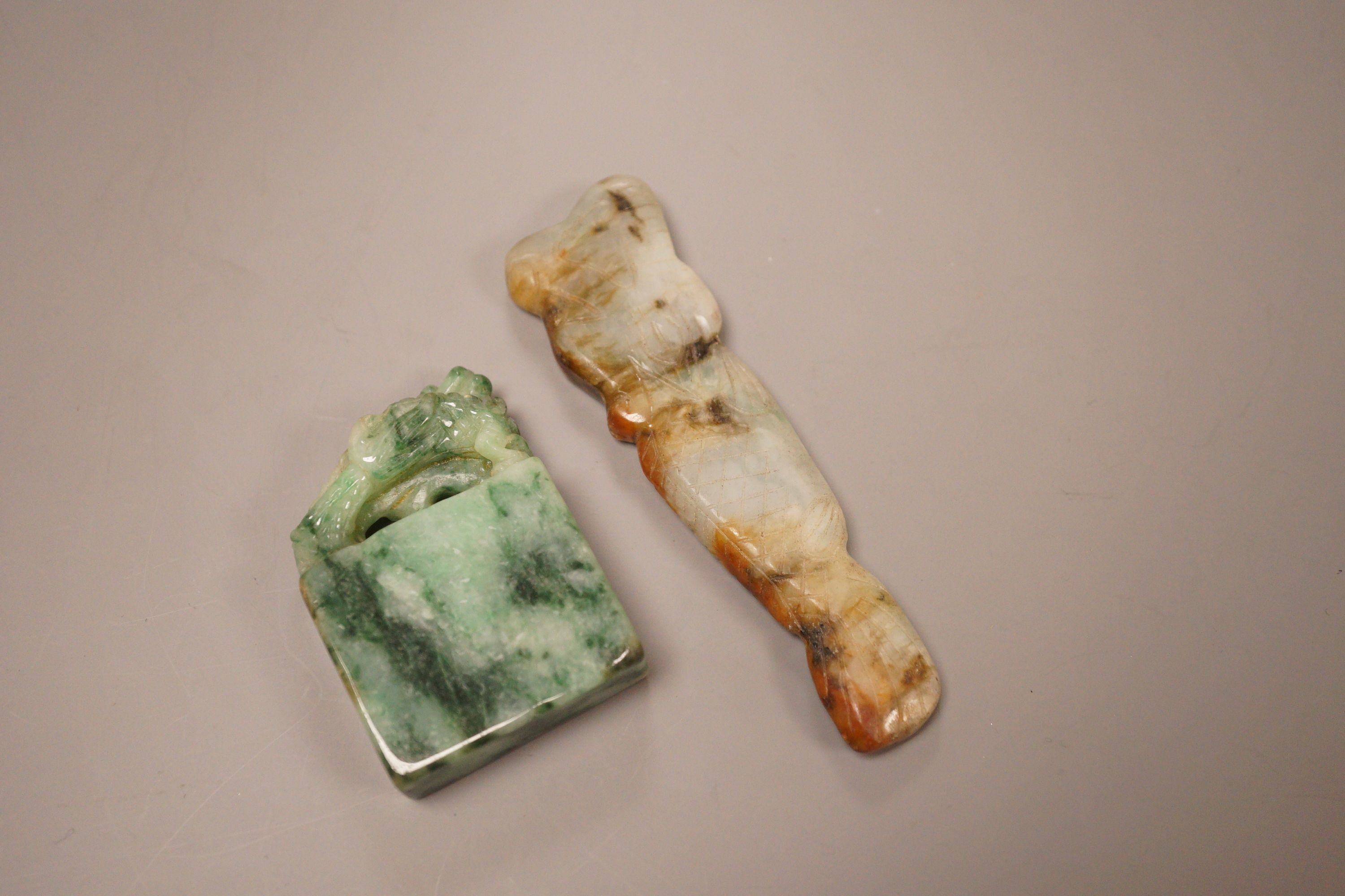 Two Chinese jadeite carvings